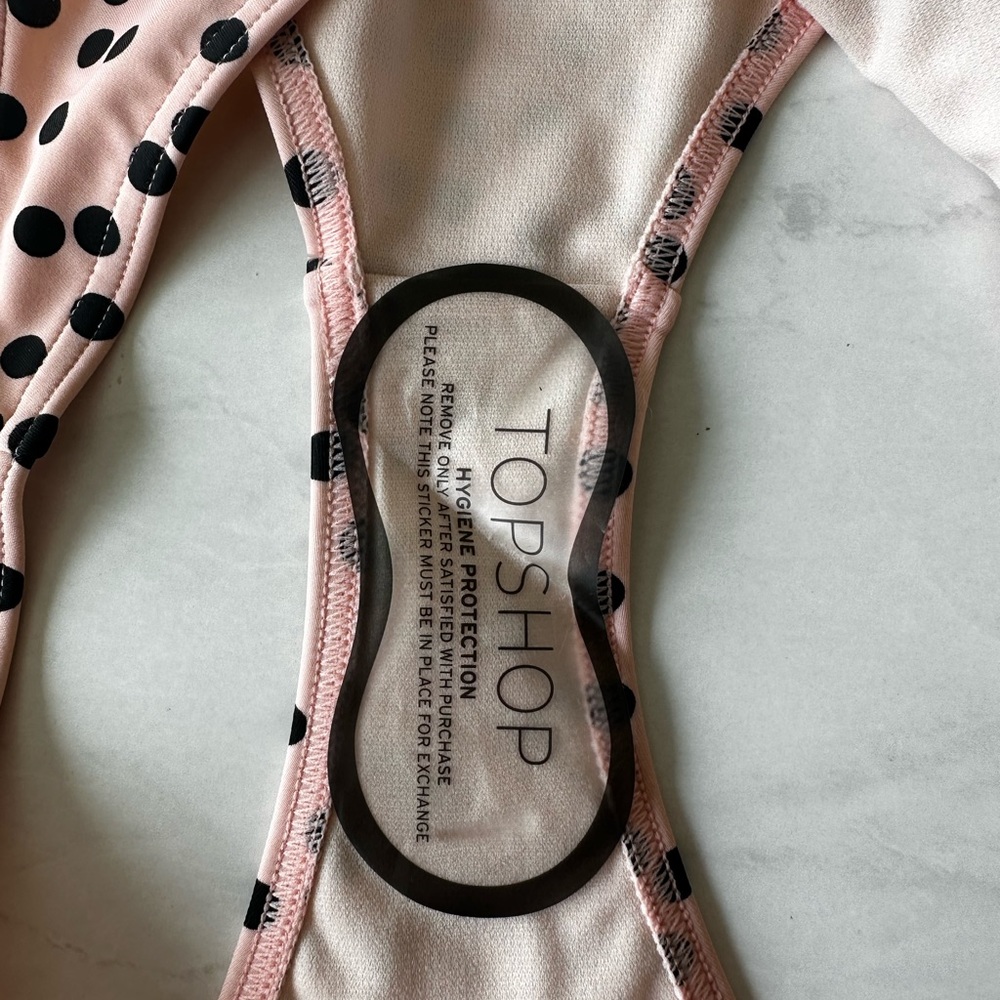 Topshop Polkadot Low Rise Bikini Bottom Pink and Black Size 12 Large - Picture 6 of 6